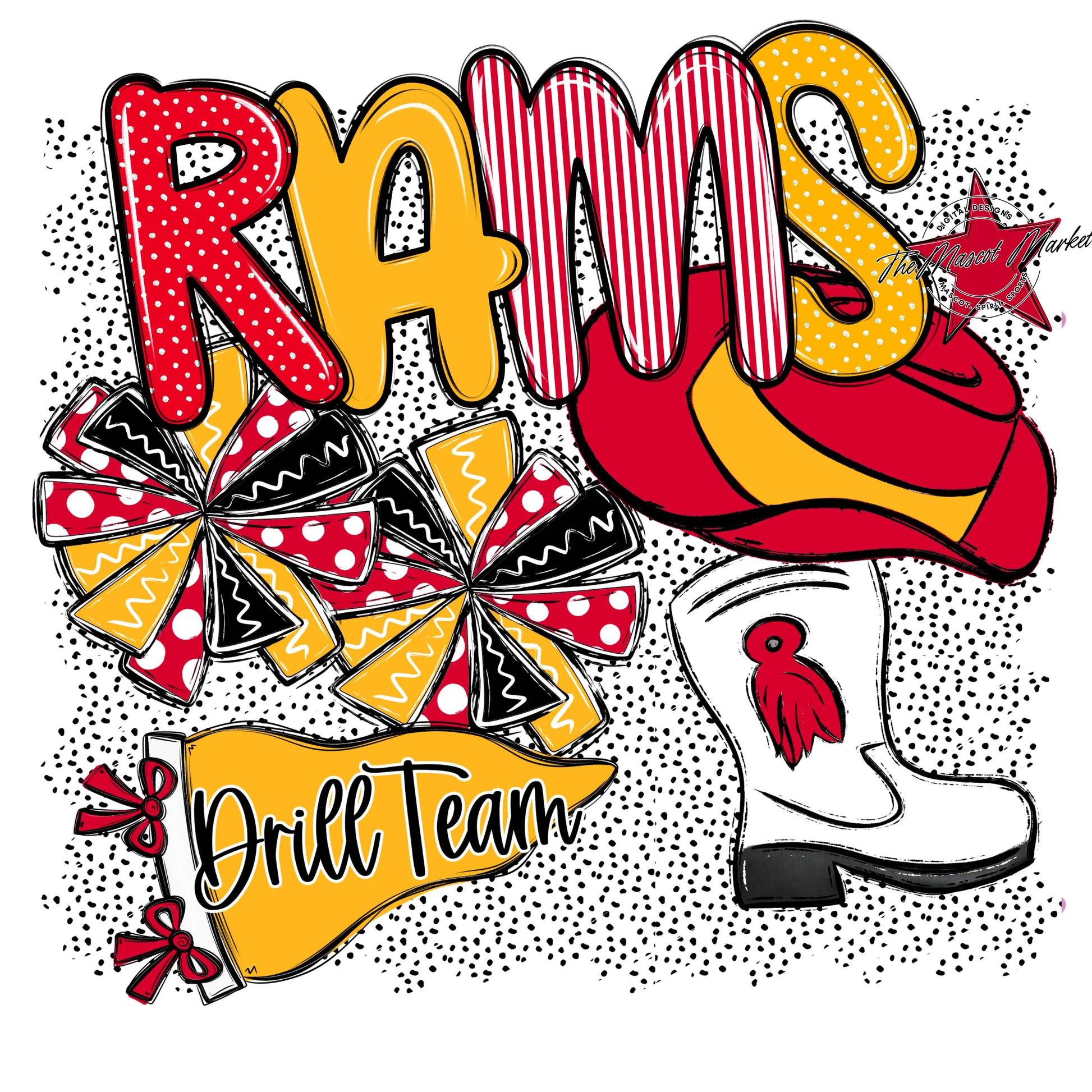 Rams Drillteam Spirit-Red & Yellow