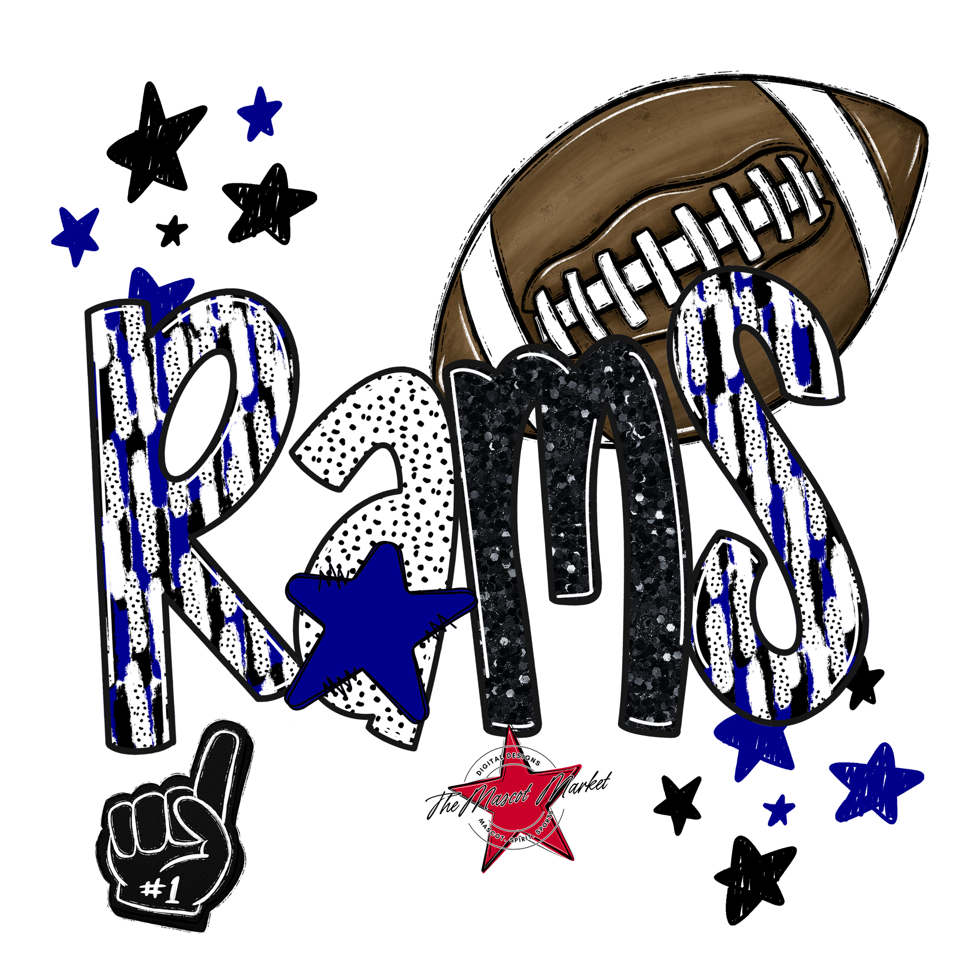 Rams Football Scrape-Blue