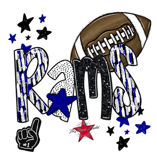 Rams Football Scrape-Blue