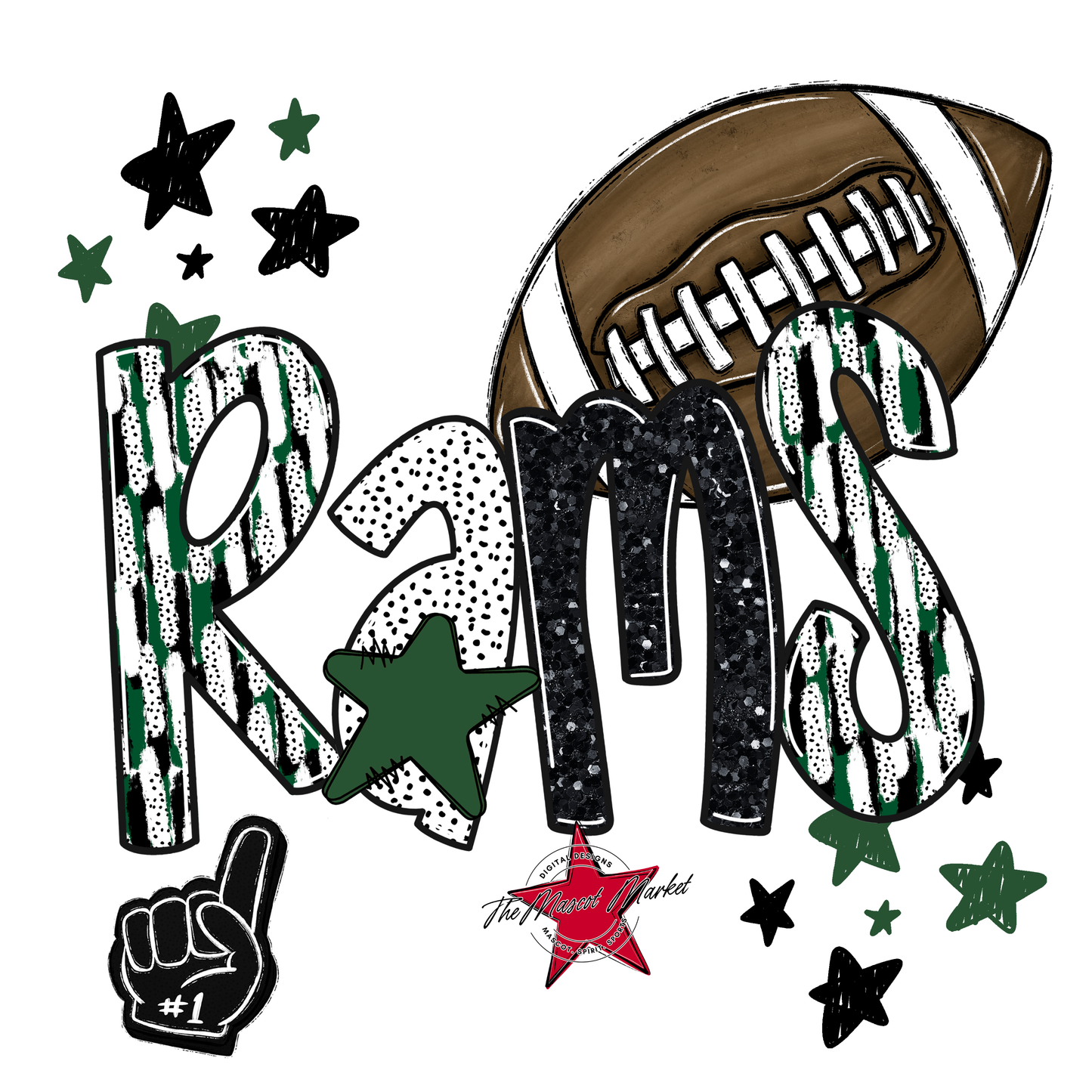 Rams Football Scrape-Green