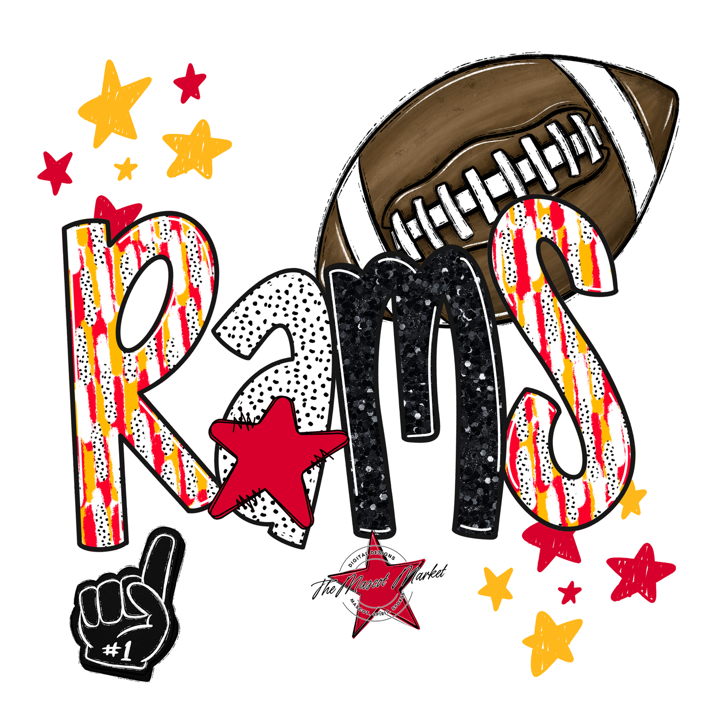 Rams Football Scrape-Red-Yellow