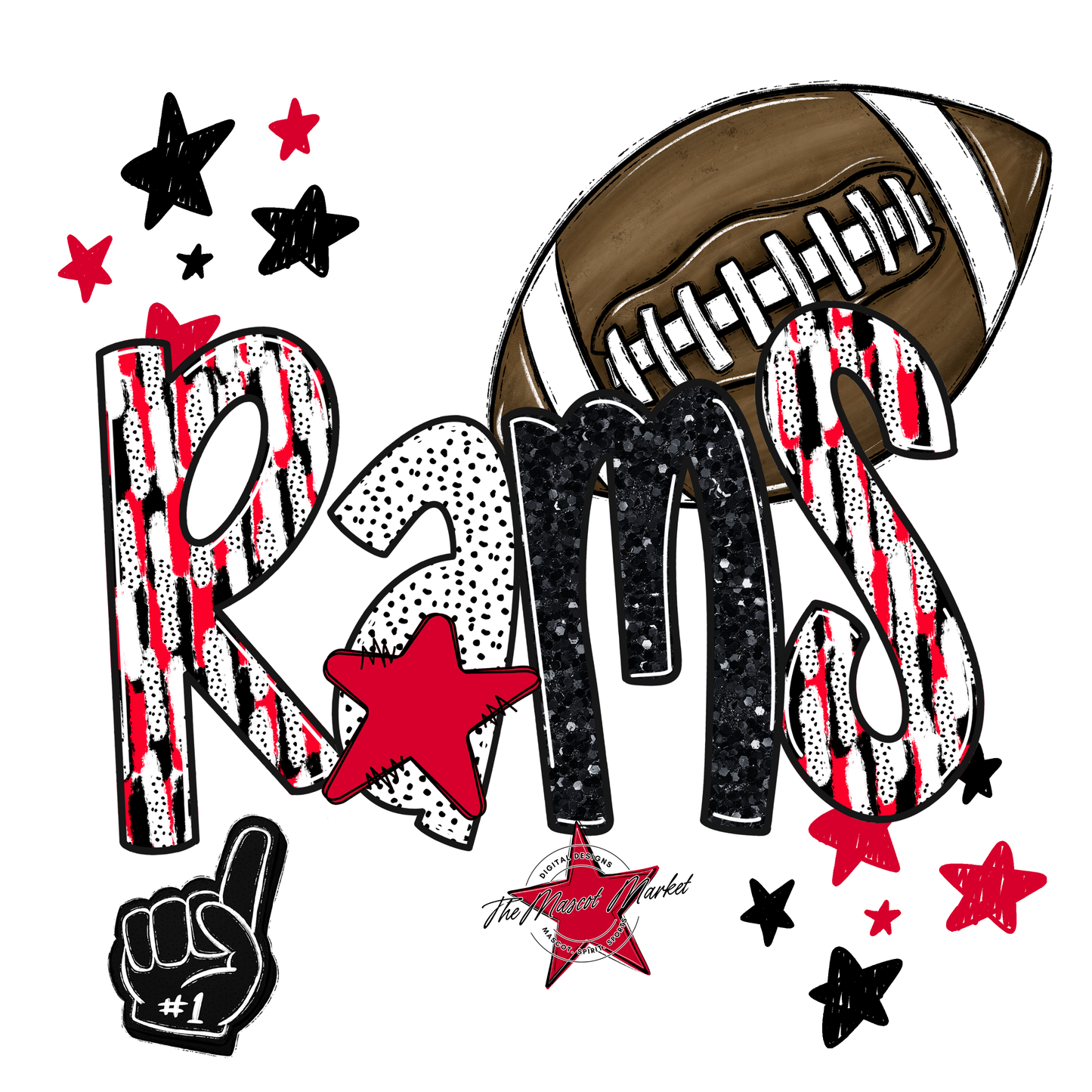 Rams Football Scrape-Red