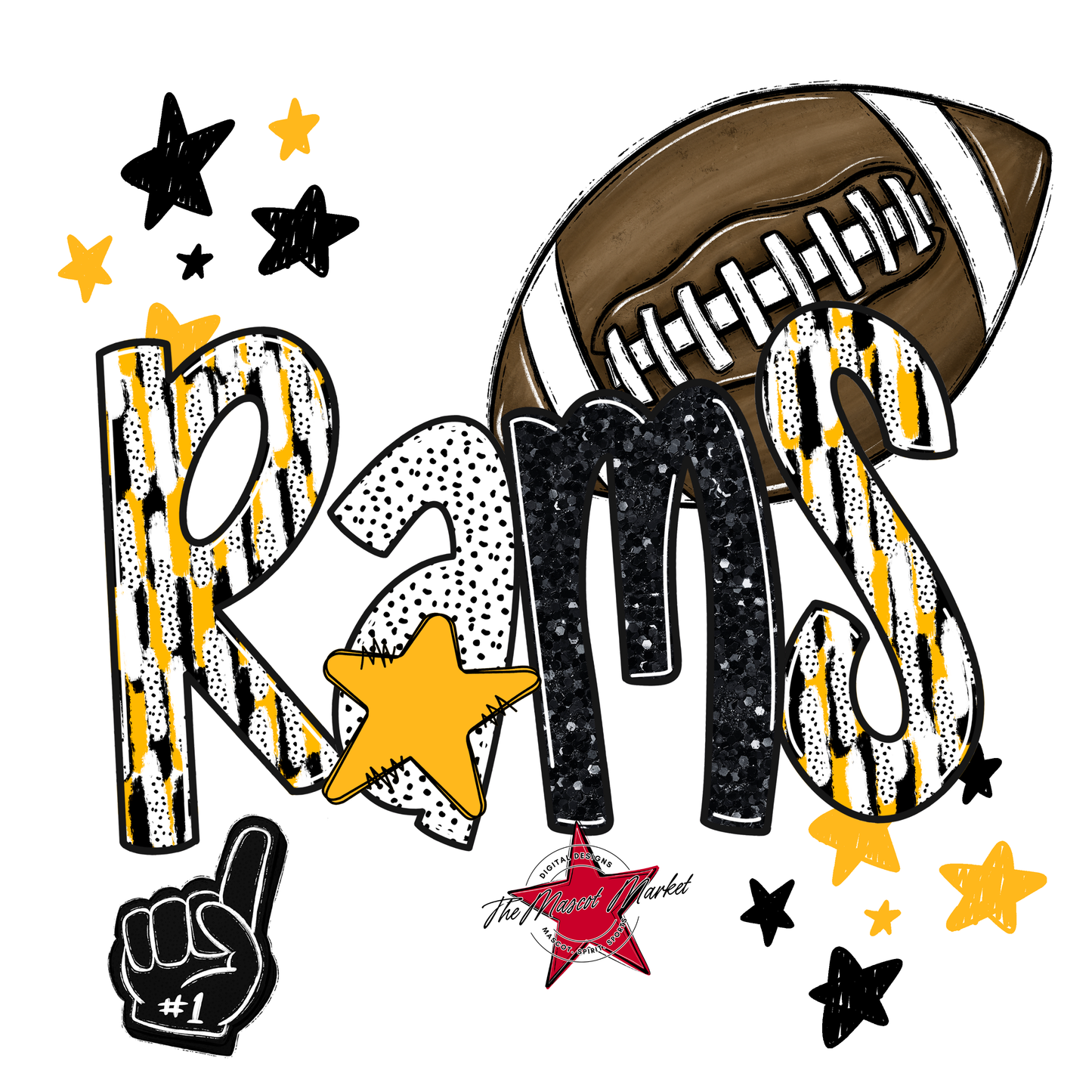 Rams Football Scrape-Yellow