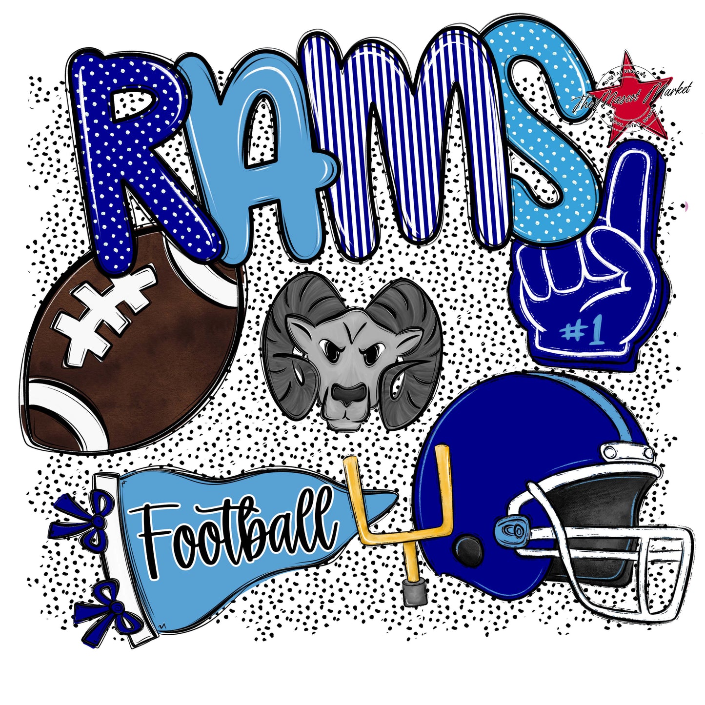 Rams Football Spirit-Blue & Carolina Blue
