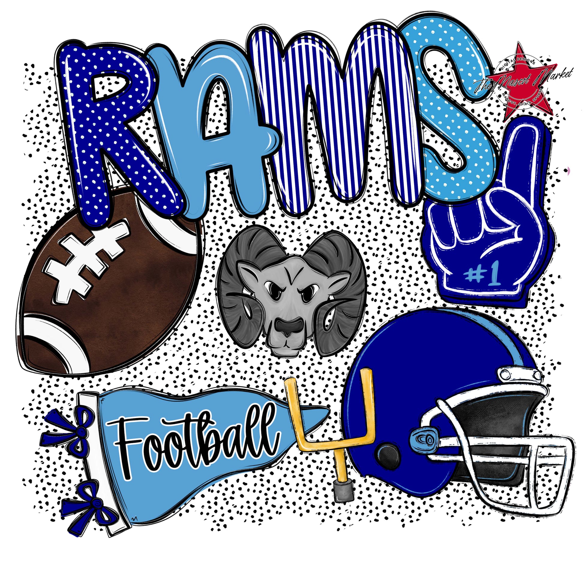 Rams Football Spirit-Blue & Carolina Blue