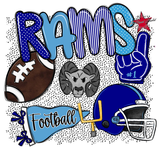 Rams Football Spirit-Blue & Carolina Blue