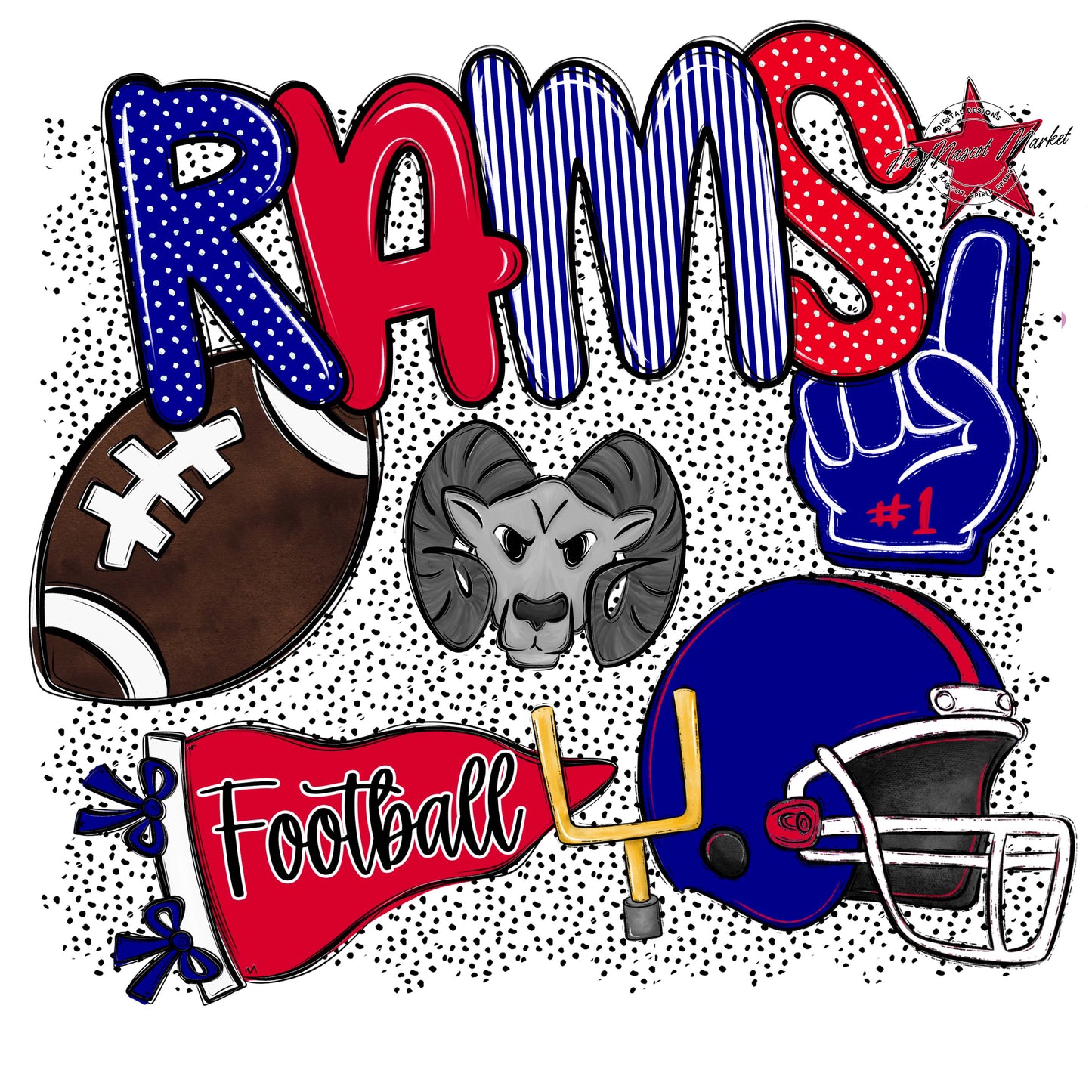Rams Football Spirit-Blue & Red