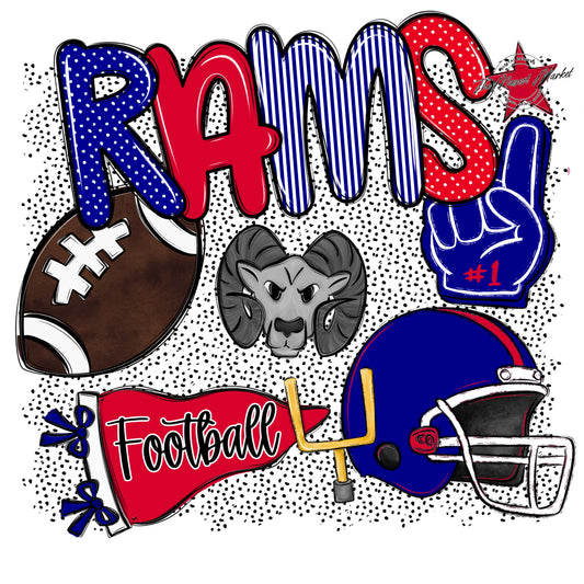 Rams Football Spirit-Blue & Red