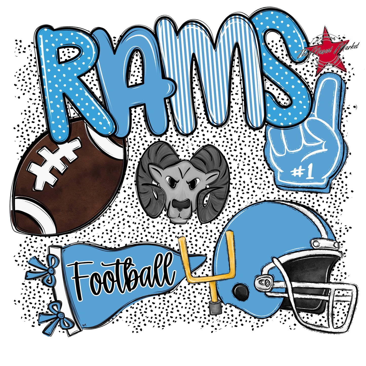 Rams Football Spirit-Carolina Blue