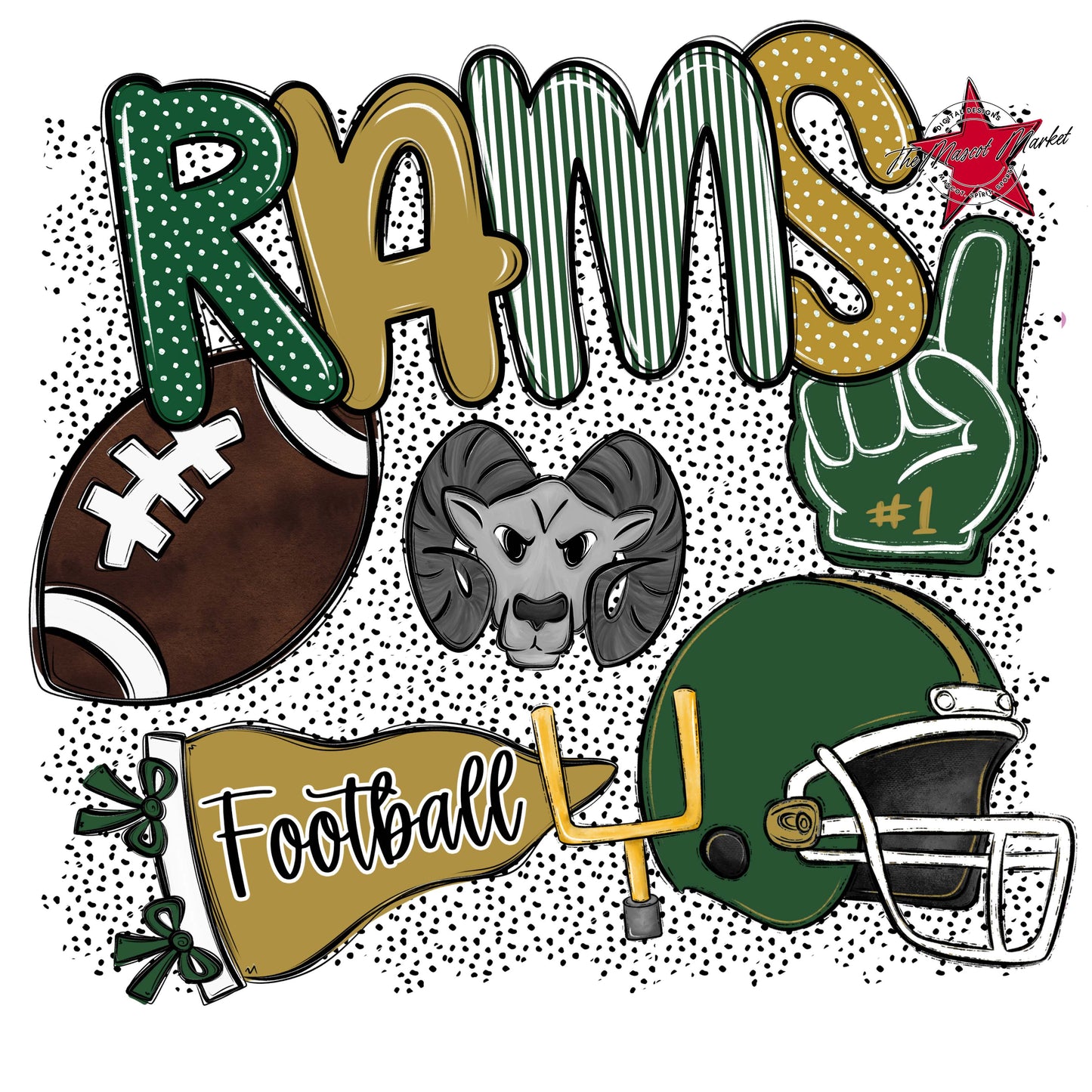 Rams Football Spirit-Green & Gold