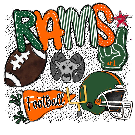 Rams Football Spirit-Green & Orange
