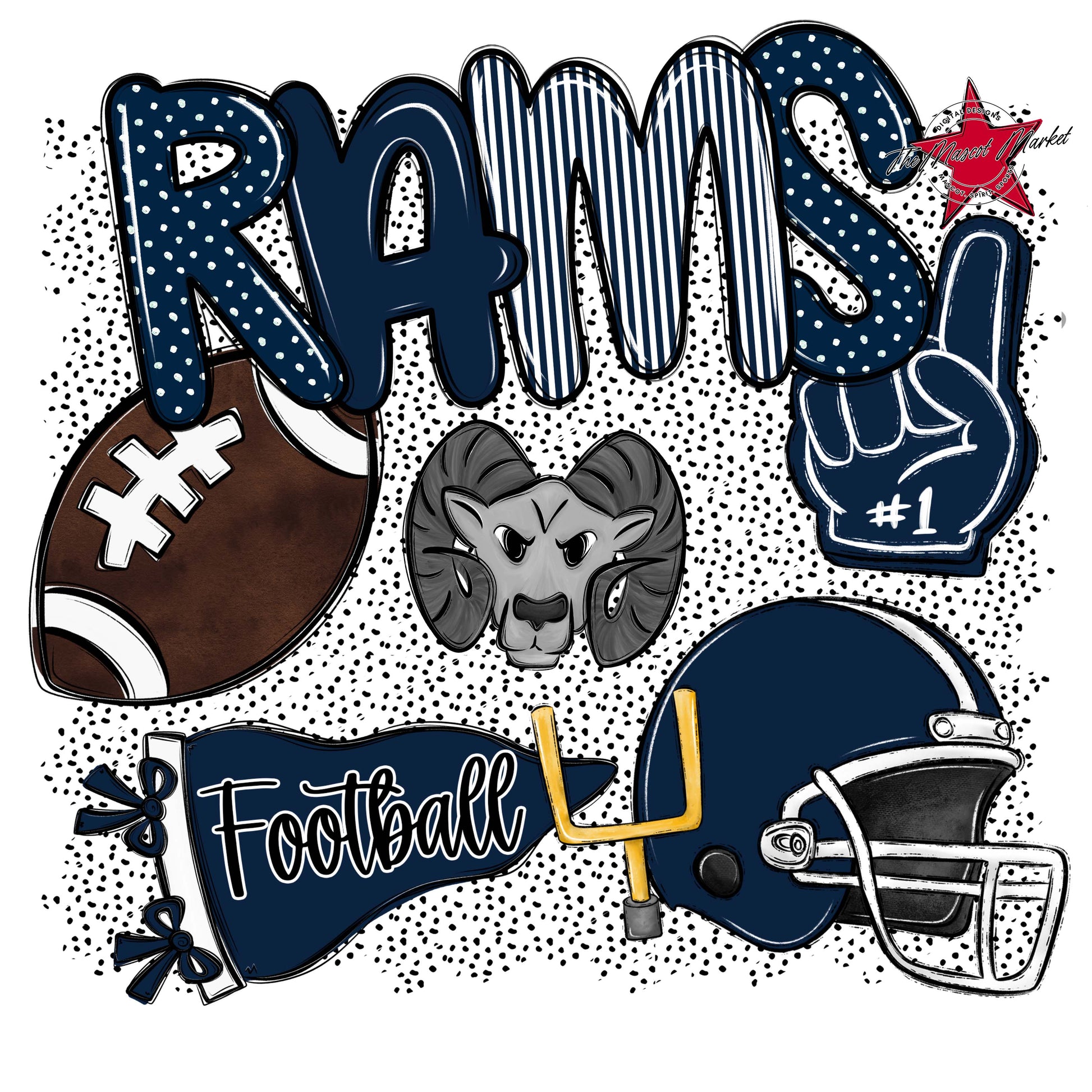 Rams Football Spirit-Navy