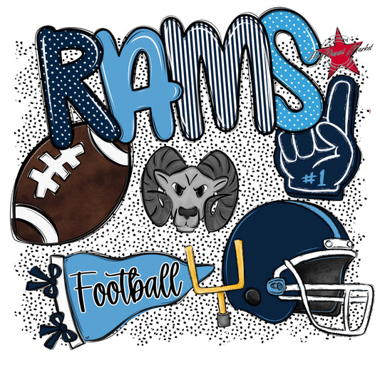 Rams Football Spirit-Navy & Carolina Blue