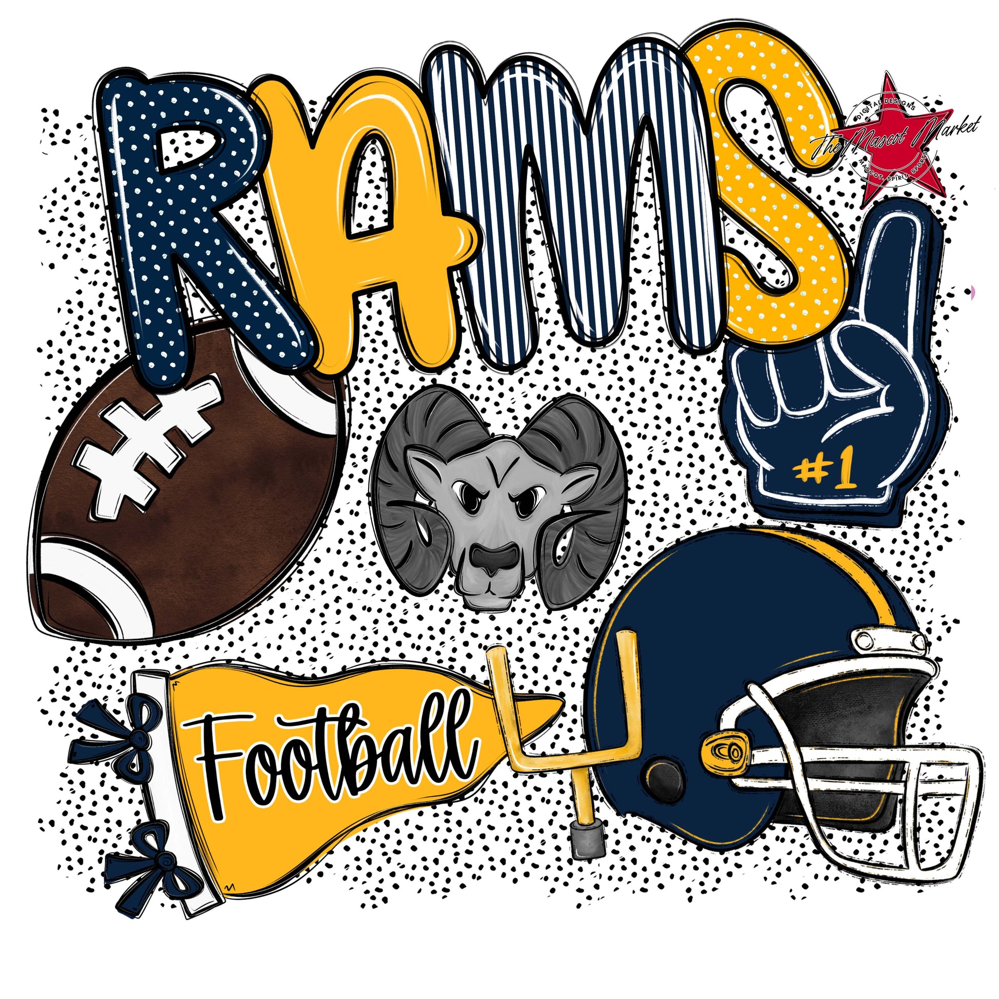 Rams Football Spirit-Navy & Yellow