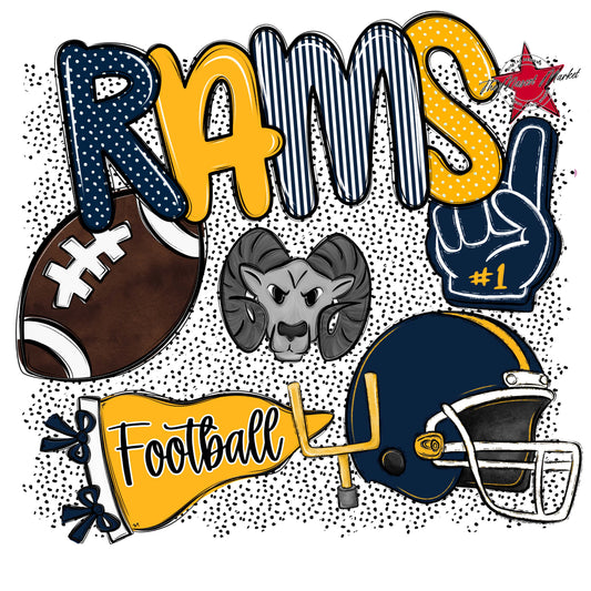 Rams Football Spirit-Navy & Yellow