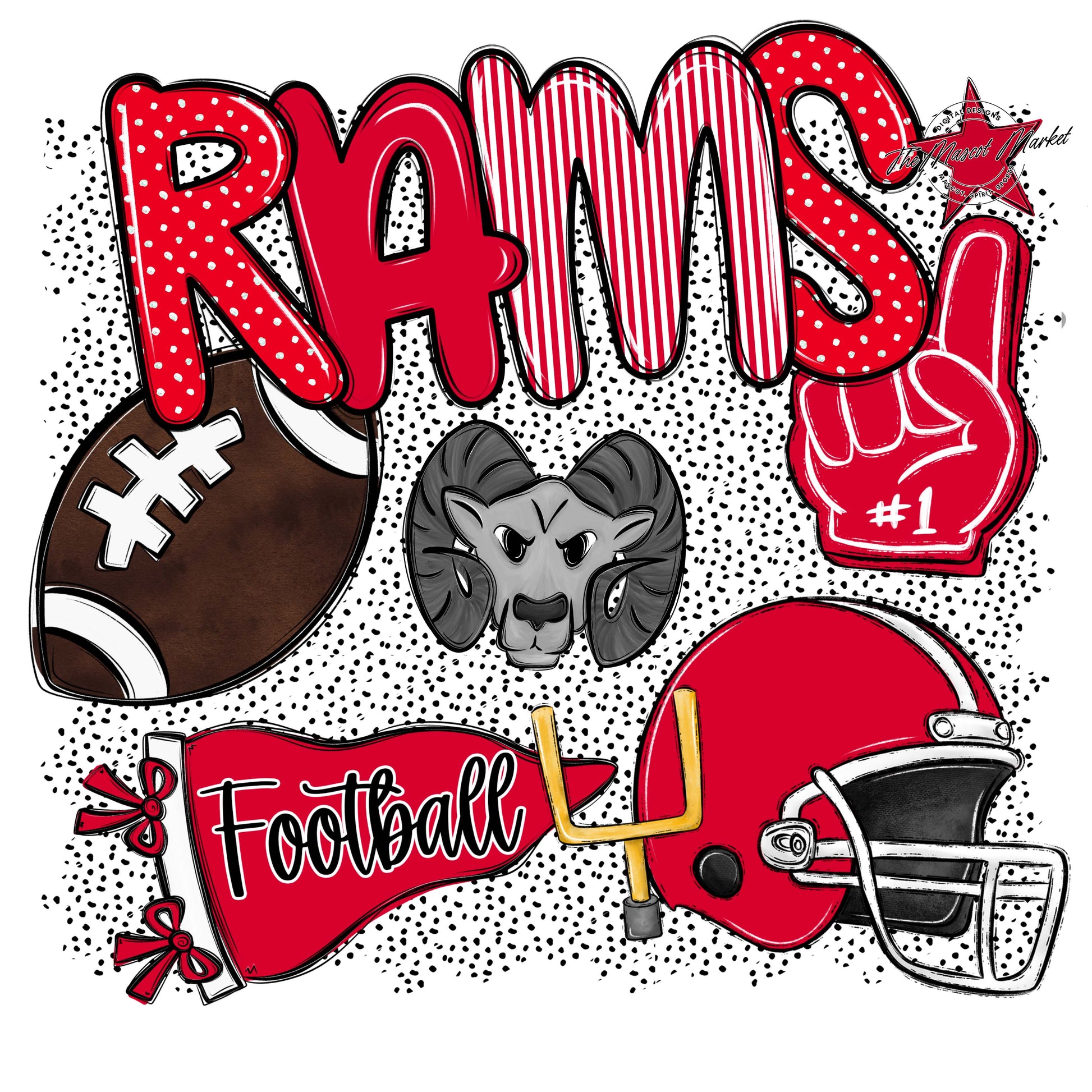 Rams Football Spirit-Red