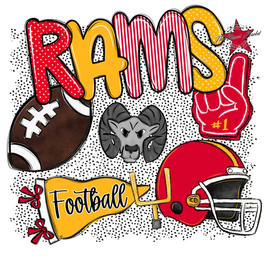 Rams Football Spirit-Red & Yellow