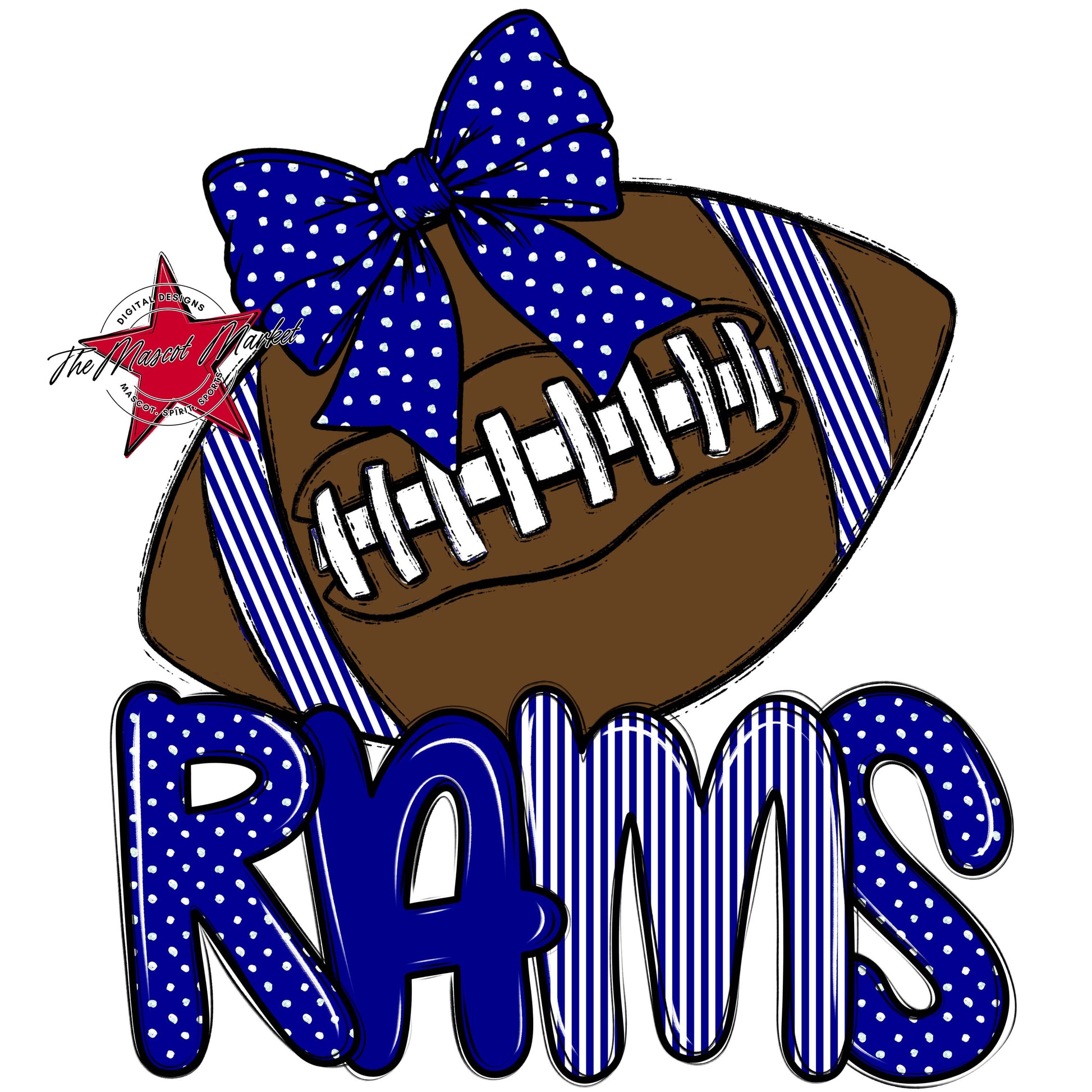 Rams Football Spirit Design-Blue