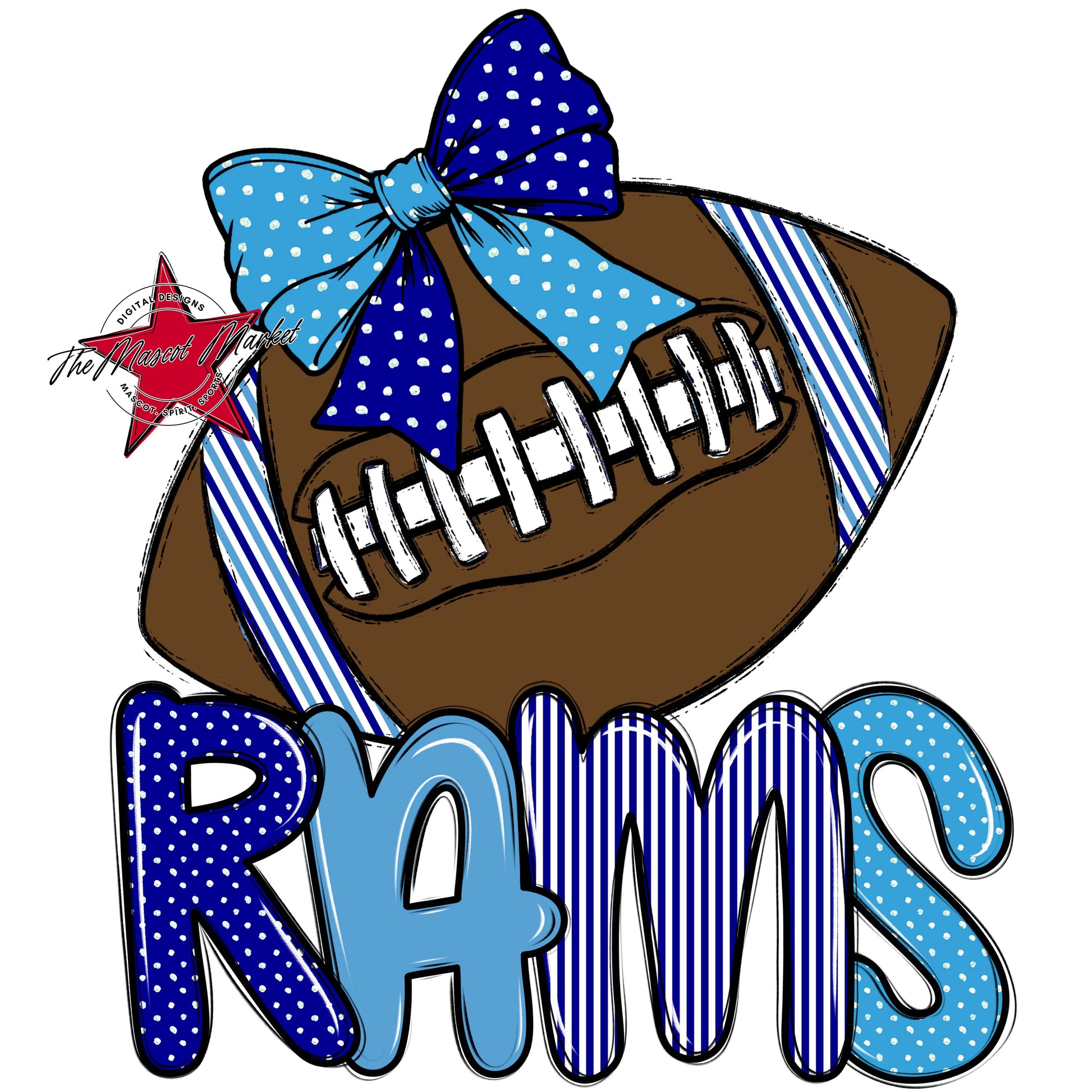 Rams Football Spirit Design-Blue & Carolina Blue
