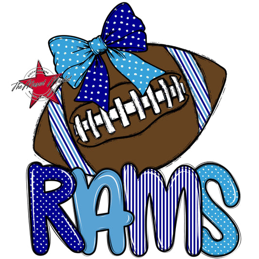Rams Football Spirit Design-Blue & Carolina Blue
