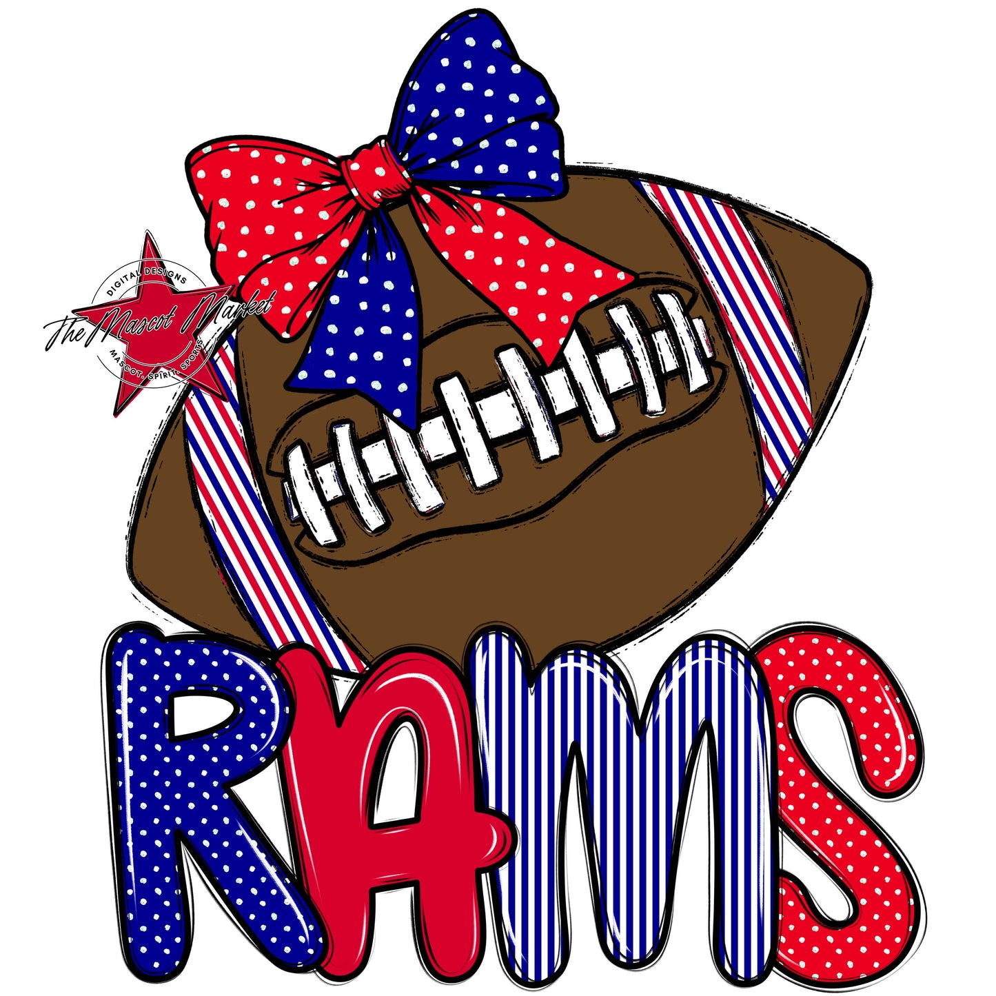 Rams Football Spirit Design-Blue & Red