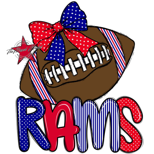 Rams Football Spirit Design-Blue & Red