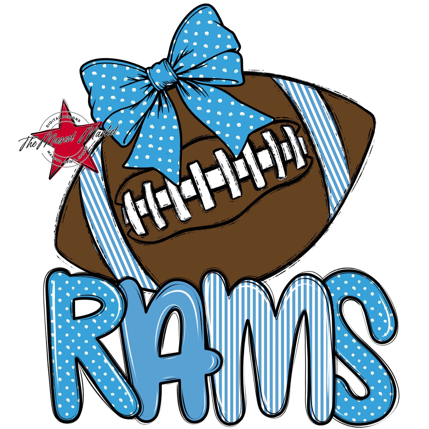 Rams Football Spirit Design-Carolina Blue