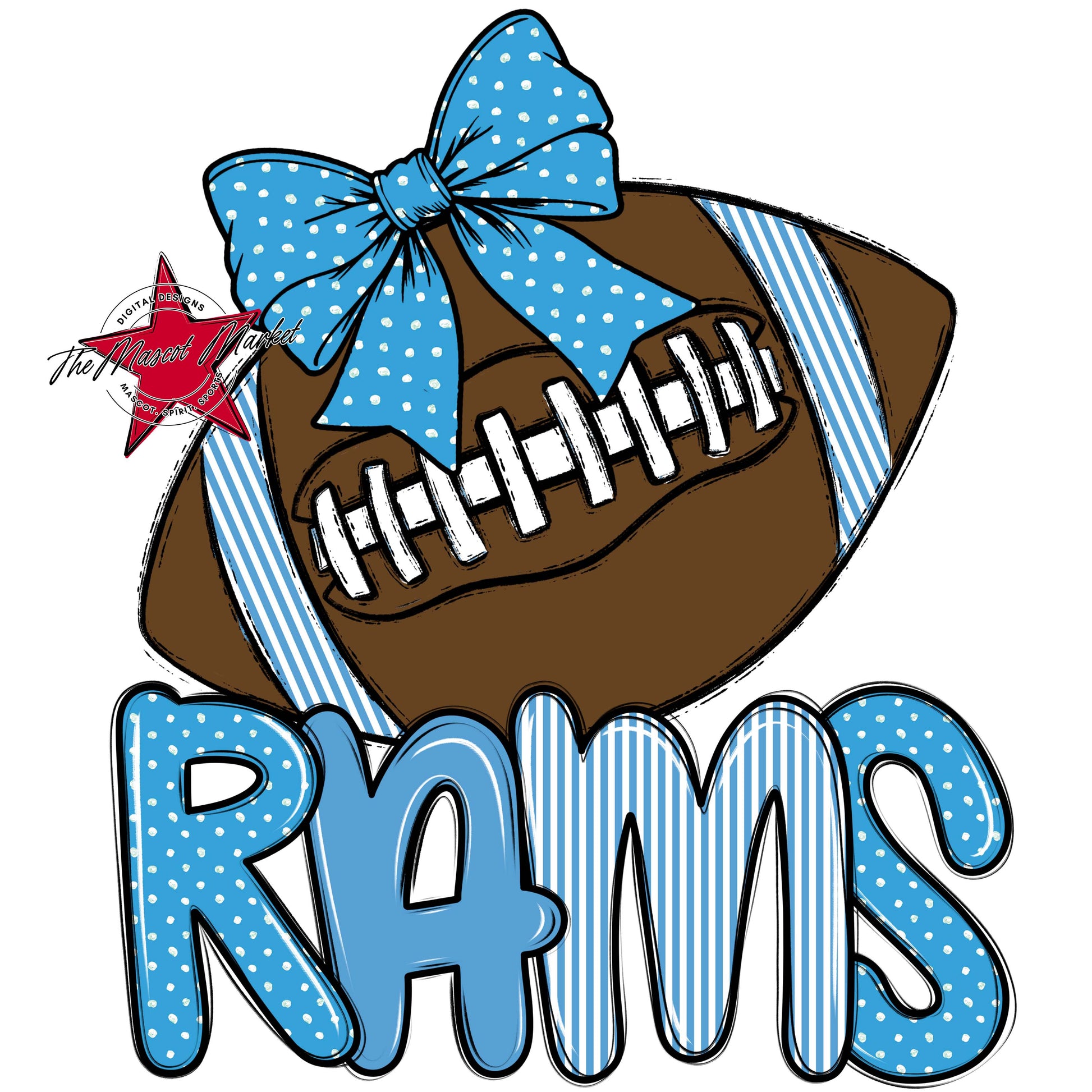 Rams Football Spirit Design-Carolina Blue