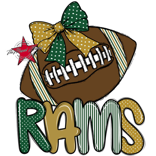 Rams Football Spirit Design-Green & Gold