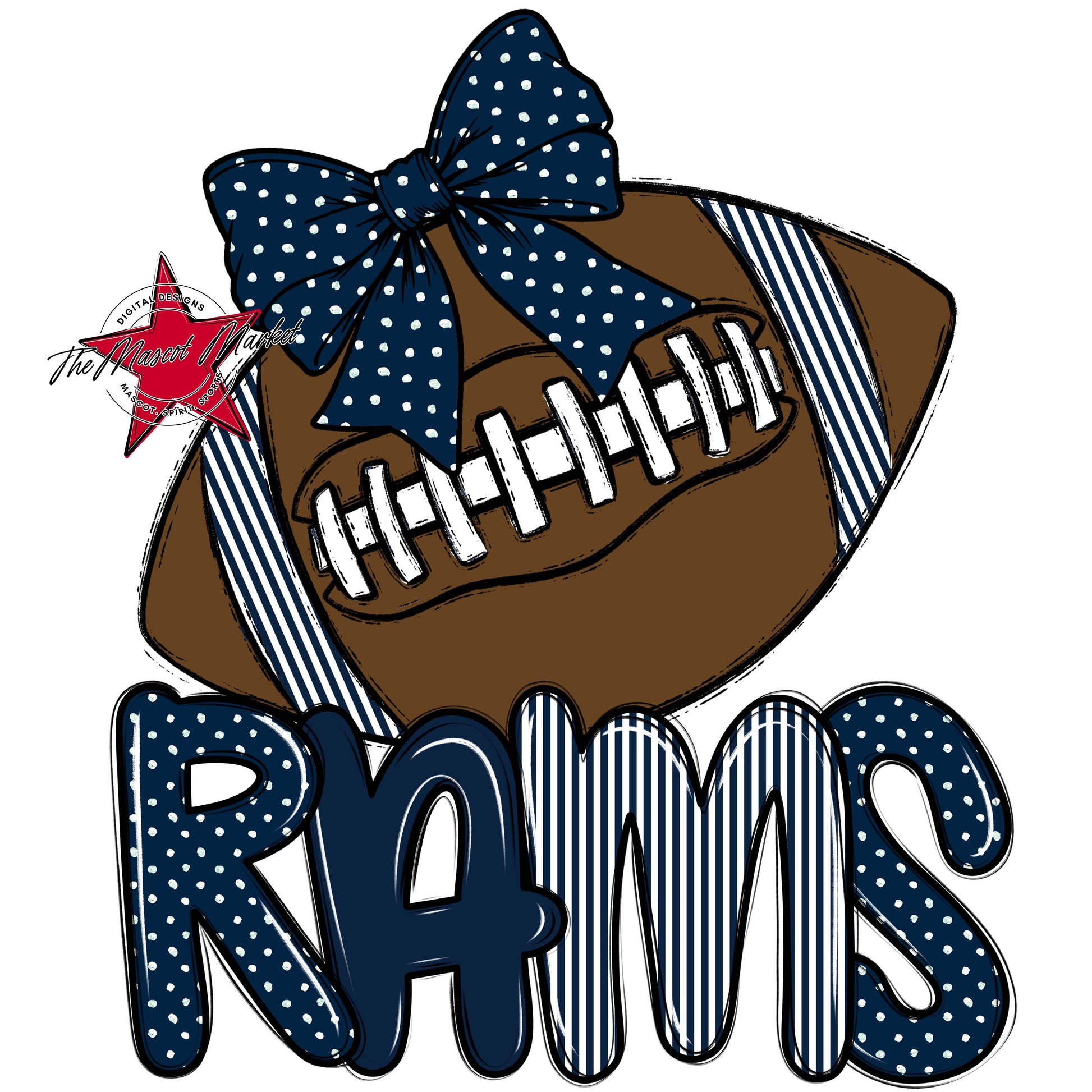 Rams Football Spirit Design-Navy
