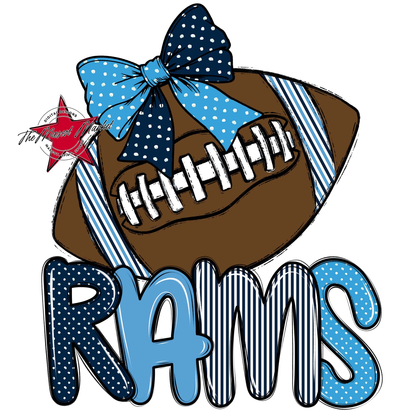 Rams Football Spirit Design-Navy & Carolina Blue