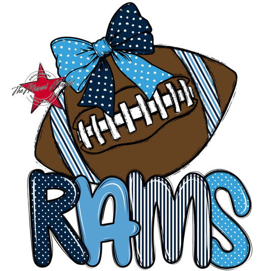 Rams Football Spirit Design-Navy & Carolina Blue