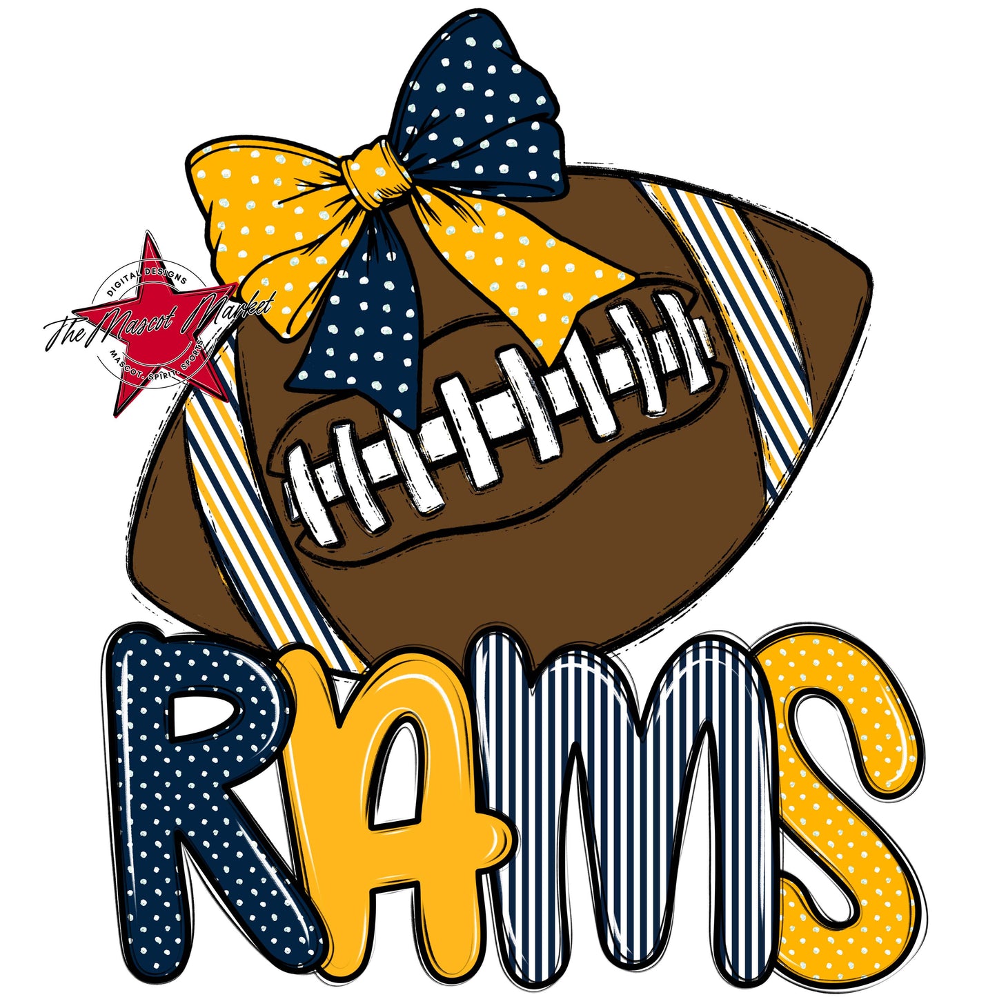 Rams Football Spirit Design-Navy & Yellow