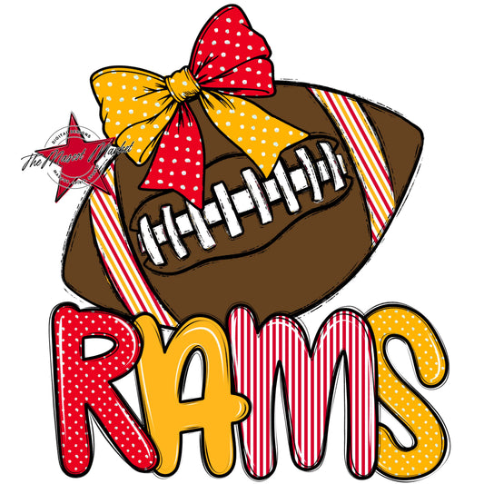 Rams Football Spirit Design-Red & Yellow
