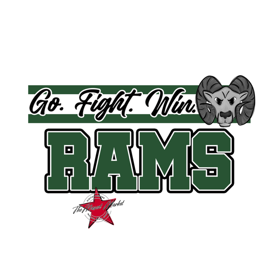 Rams Go Fight Win Mascot Lines-Green