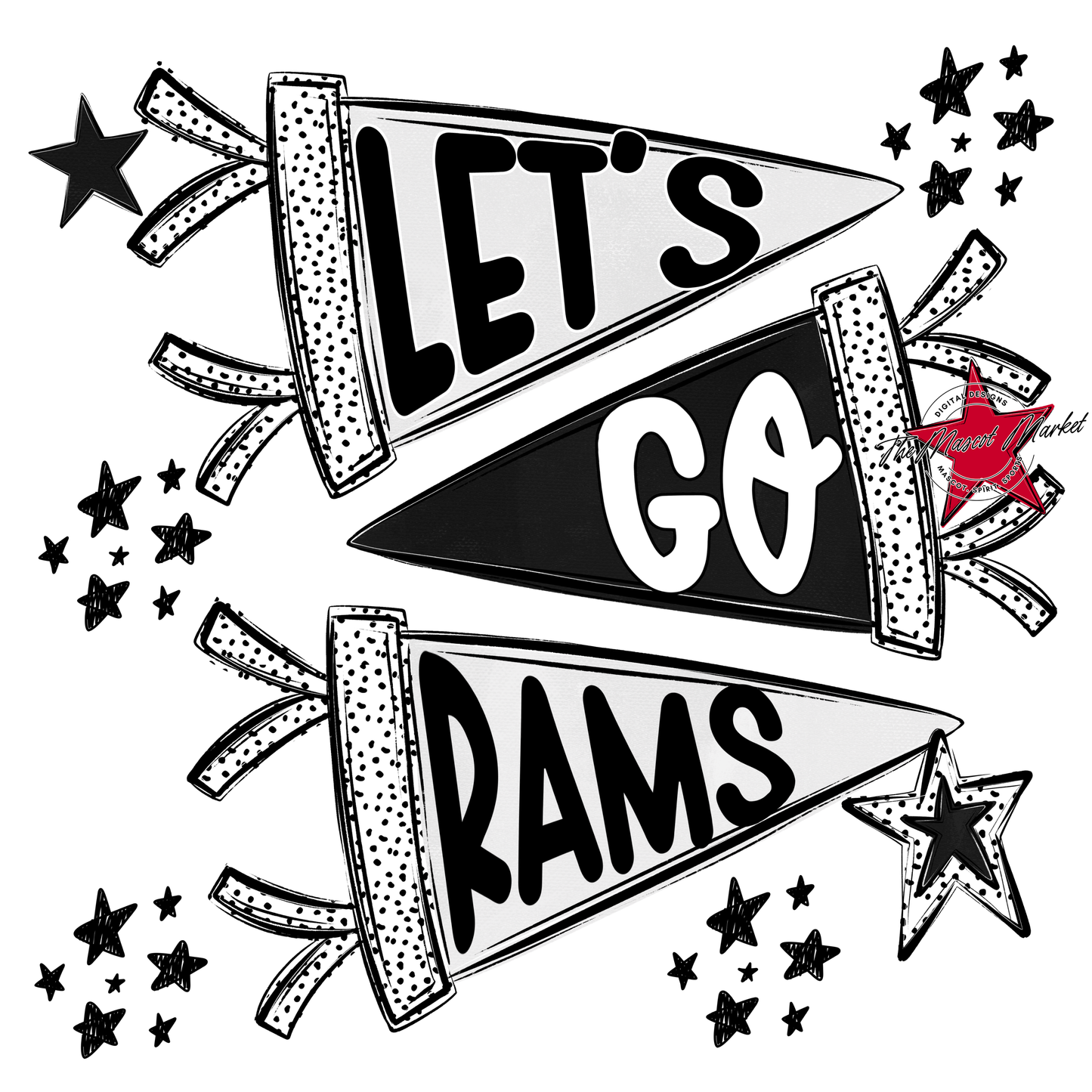 Rams Let's Go Flag Design-Black