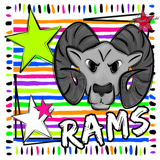 Rams Mascot Frame-Neon White