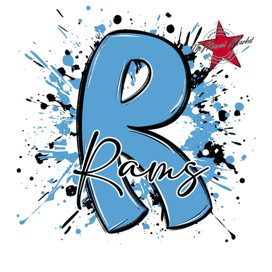 Rams Mascot Splatter-Carolina Blue