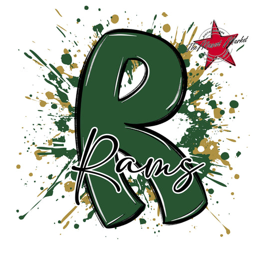 Rams Mascot Splatter-Green & Gold