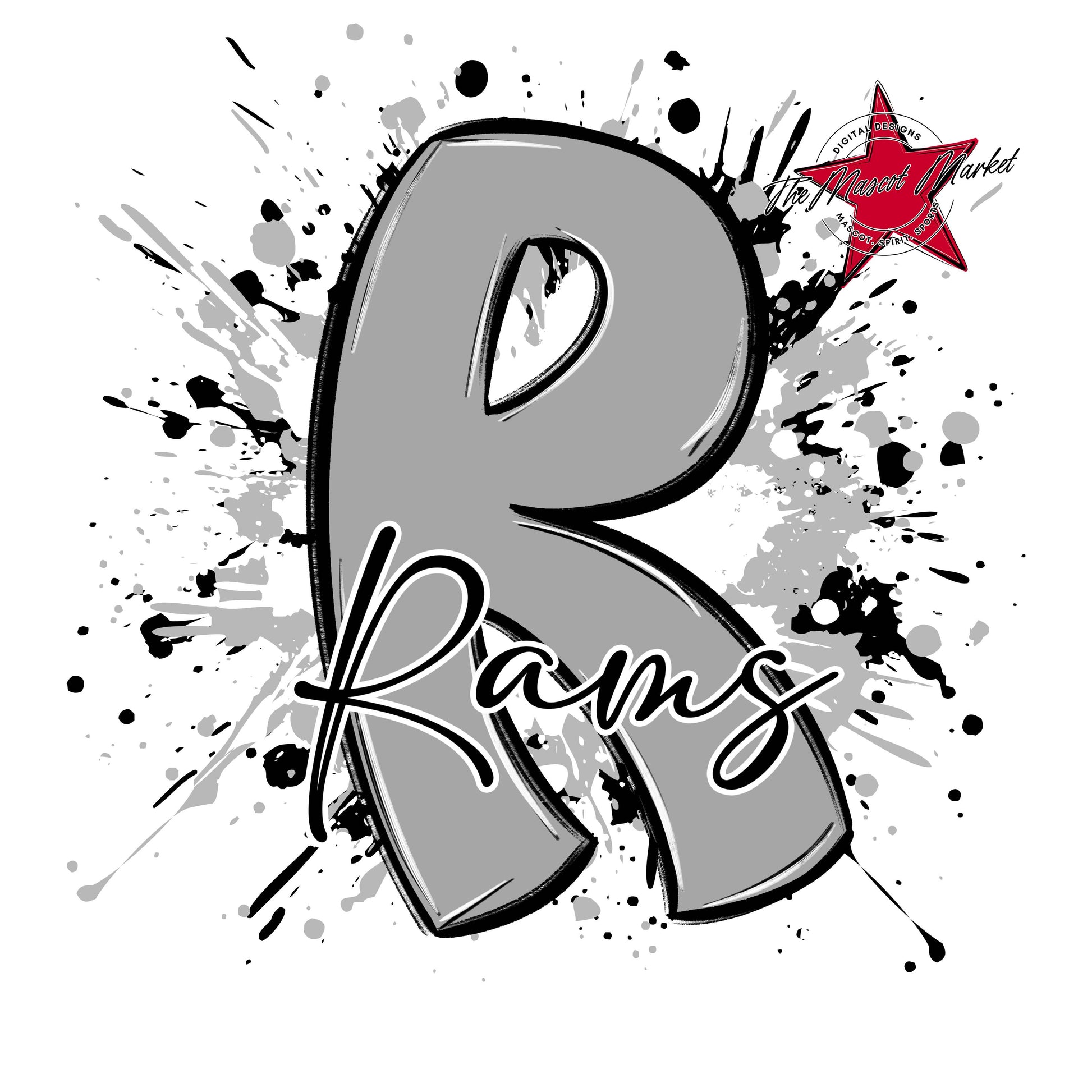 Rams Mascot Splatter-Grey