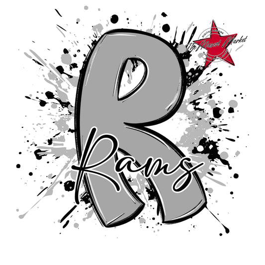 Rams Mascot Splatter-Grey