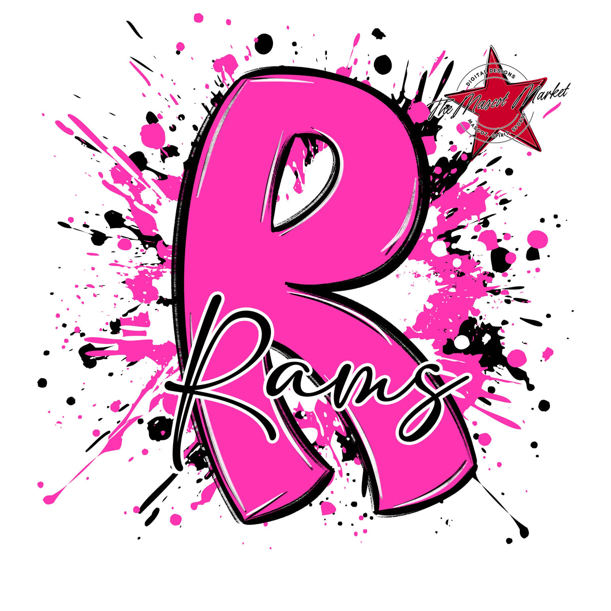 Rams Mascot Splatter-Pink