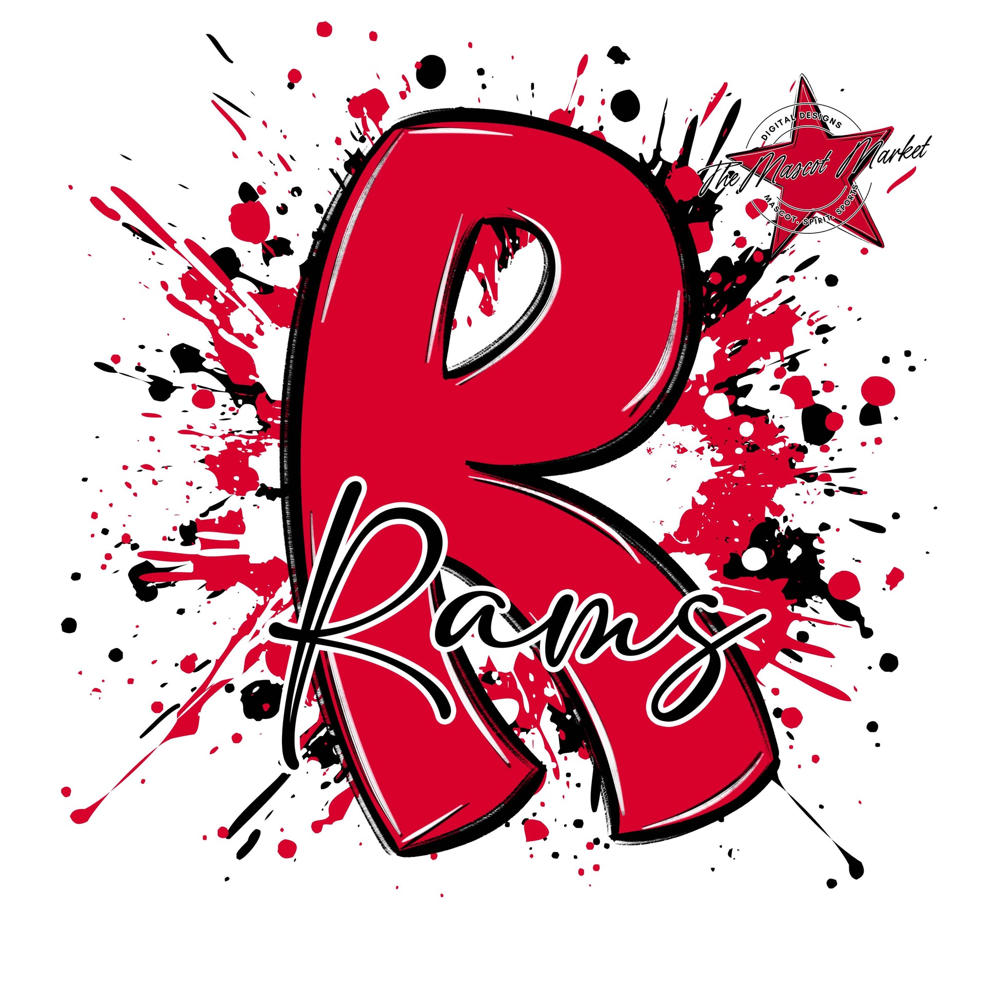 Rams Mascot Splatter-Red