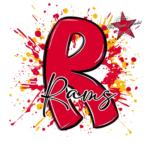 Rams Mascot Splatter-Red & Yellow