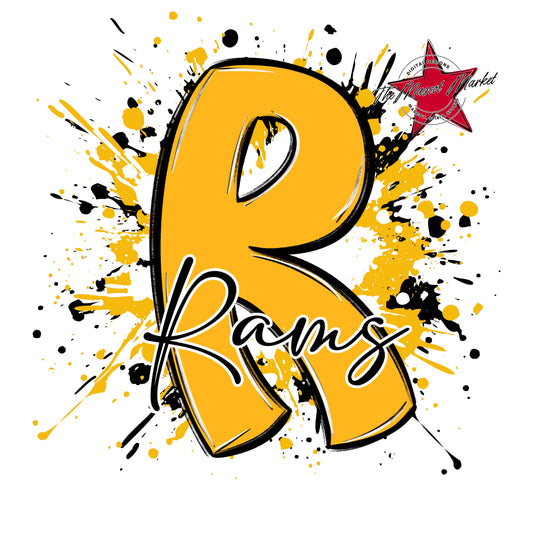 Rams Mascot Splatter-Yellow