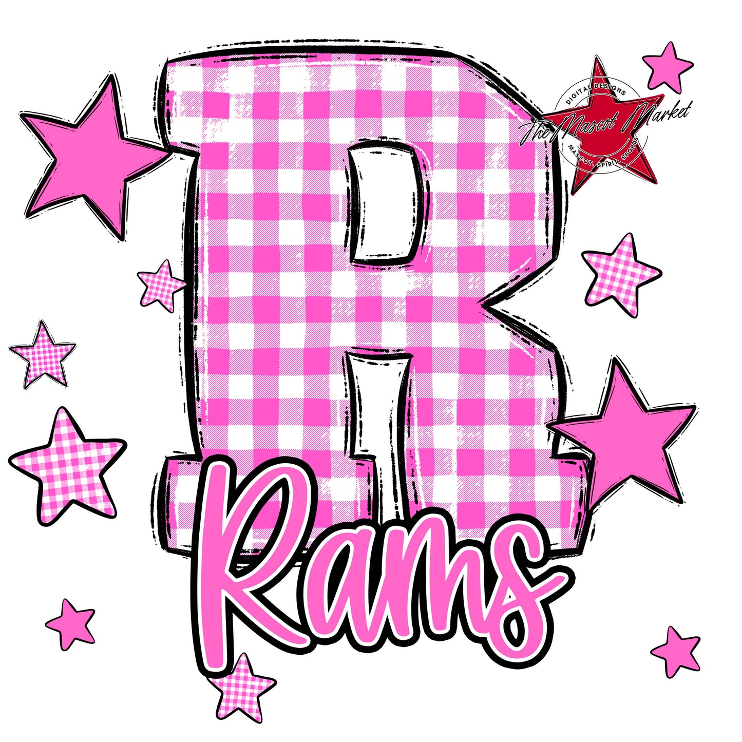 Rams Plaid Star Design-Baby Pink