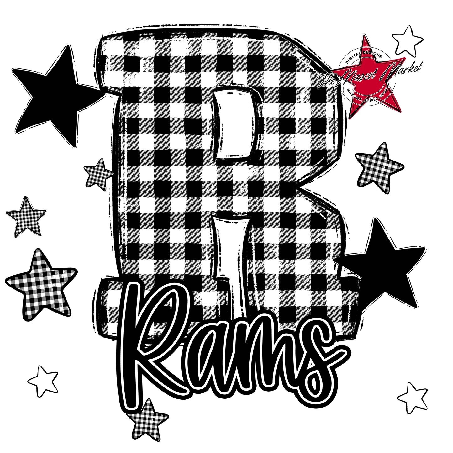 Rams Plaid Star Design-Black
