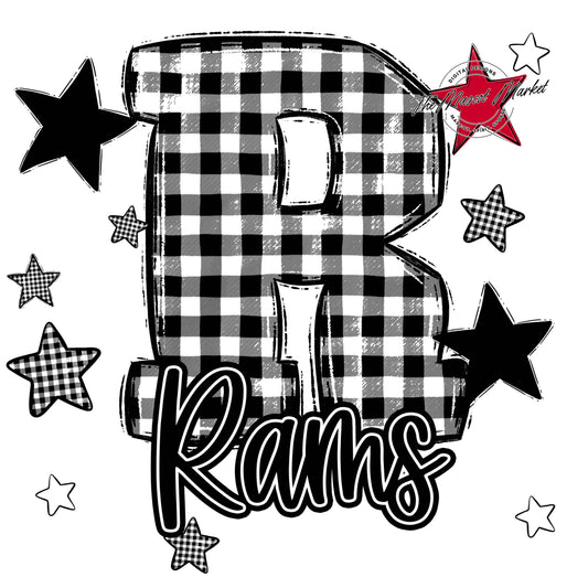 Rams Plaid Star Design-Black