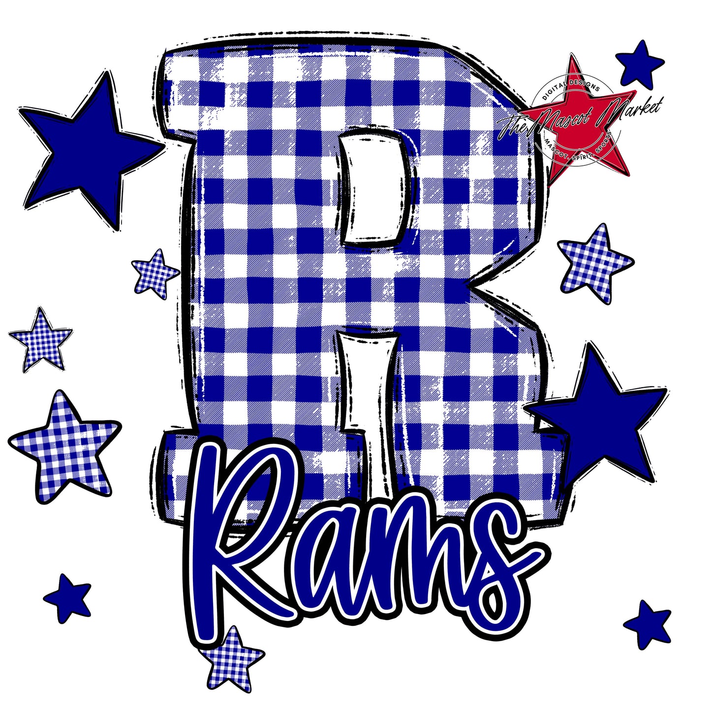 Rams Plaid Star Design-Blue