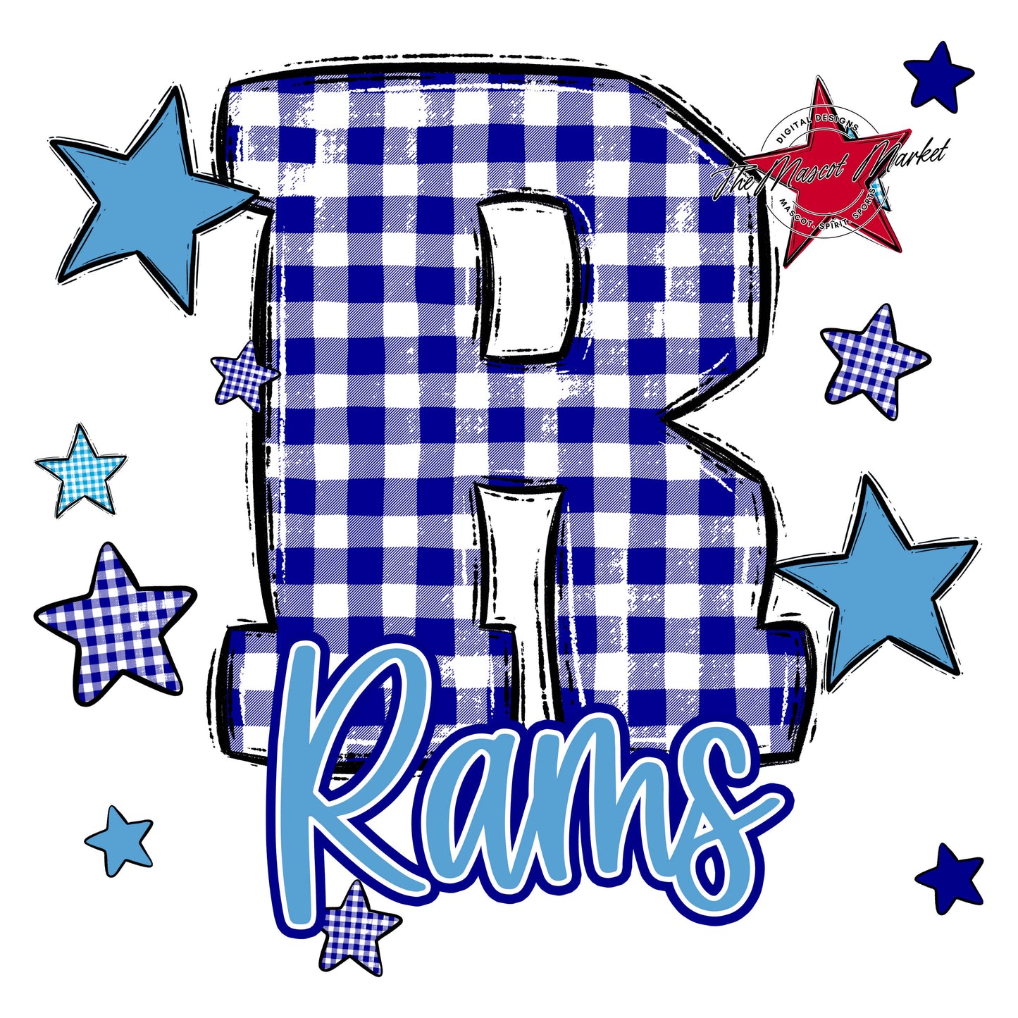 Rams Plaid Star Design-Blue & Carolina Blue